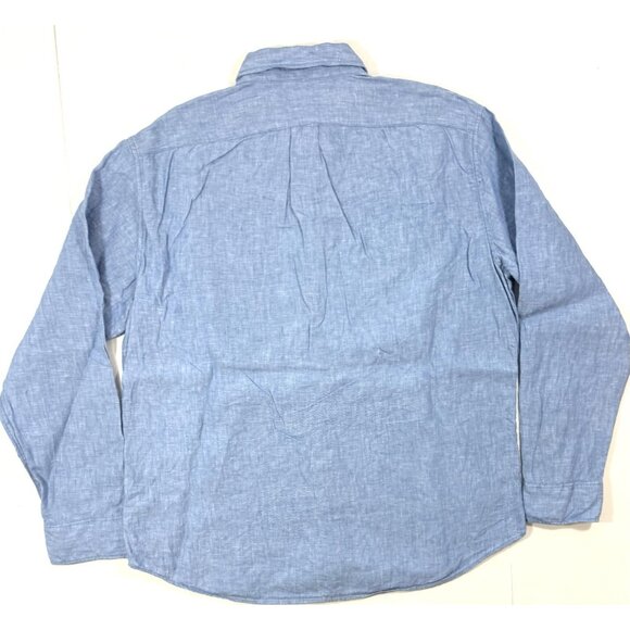 J Crew Mens Baird McNutt Irish Linen Shirt Sz XL Slim Chambray Blue Long Sleeve - Picture 6 of 14